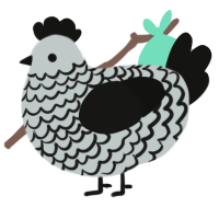 A silver and black chicken with a lace pattern