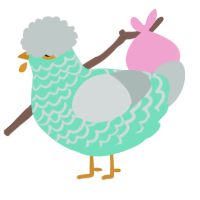 A mint and silver chicken with a lace pattern