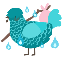 A teal and aqua chicken with a lace pattern