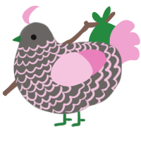 A grey and pink chicken with a lace pattern