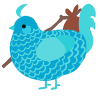 A cerulean and aqua chicken with a lace pattern