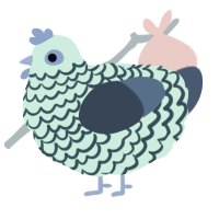 A maroon and beige chicken with a lace pattern