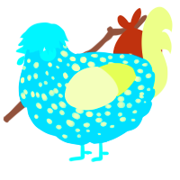 A cerulean and apple chicken with a speckle pattern