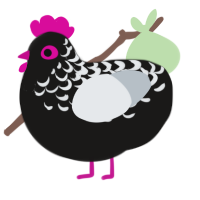 PoodleSkirt, a sable and mist chicken with a half-lace pattern