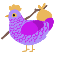 A lilac and amethyst chicken with a lace pattern