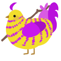 A yellow and amethyst chicken with a bar pattern