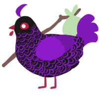 A sable and violet chicken with a double-lace pattern