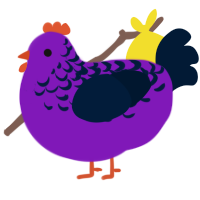 A violet and tumblr chicken with a half-lace pattern