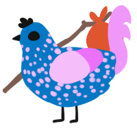 A sapphire and lavender chicken with a speckle pattern