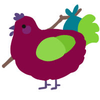 A maroon and grass chicken