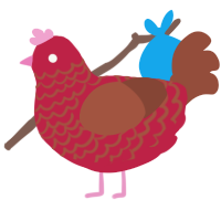 A crimson and russet chicken with a lace pattern