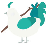 A white and turquoise chicken