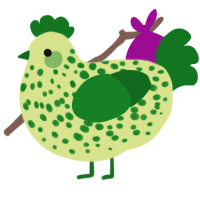 A lemon and leaf chicken with a speckle pattern