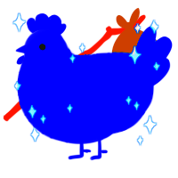 A ultramarine chicken with a lace pattern