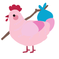A rose and pink chicken with a half-bar pattern
