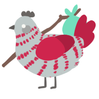 A silver and crimson chicken with a bar pattern