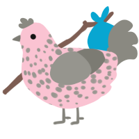 A rose and ash chicken with a speckle pattern