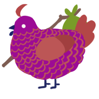 A plum and red chicken with a lace pattern