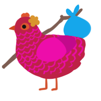 A crimson and fuchsia chicken with a lace pattern