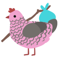 A pink and grey chicken with a lace pattern
