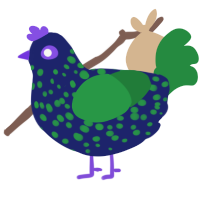 A navy and viridian chicken with a speckle pattern