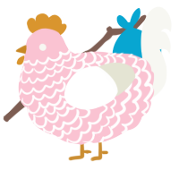 A rose and white chicken with a lace pattern