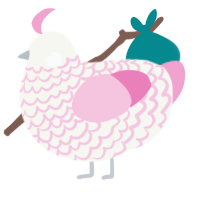 A white and pink chicken with a lace pattern