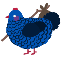 A ultramarine and tumblr chicken with a lace pattern