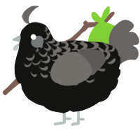 A black and grey chicken with a half-lace pattern