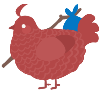 A red chicken with a lace pattern