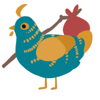 A sea and orange chicken with a half-bar pattern