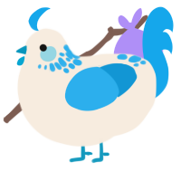 A cream and sky chicken with a neck-speckle pattern
