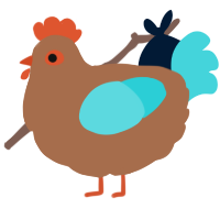 A brown and aqua chicken
