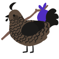 A bark and sable chicken with a lace pattern