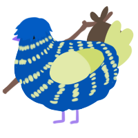 A ultramarine and lemon chicken with a bar pattern