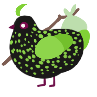 Toxic, a sable and grass chicken with a speckle pattern