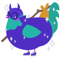 A indigo and turquoise chicken with a head pattern