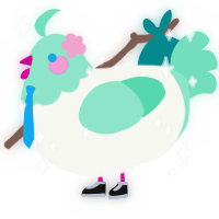 A white and mint chicken with a head pattern