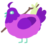 A orchid and violet chicken with a head pattern