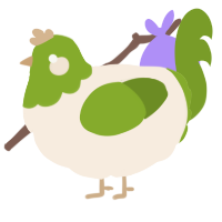 A cream and chartreuse chicken with a head pattern