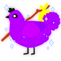 A violet chicken with a lace pattern