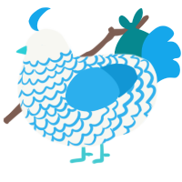 A white and sky chicken with a lace pattern