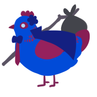 A ultramarine and crimson chicken with a neck-band pattern