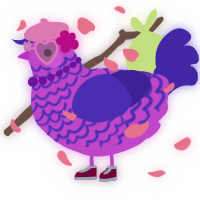 A orchid and indigo chicken with a lace pattern