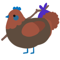 A bark and russet chicken with a head pattern