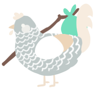 A silver and cream chicken with a lace pattern