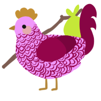 A lavender and maroon chicken with a double-lace pattern