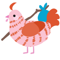 A rose and vermilion chicken with a bar pattern