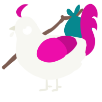 A white and fuchsia chicken