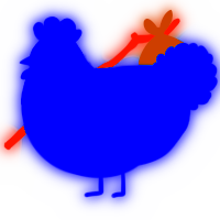 A ultramarine chicken with a head pattern